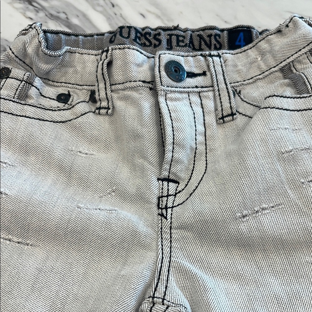 Guess Brit Rocker Slim Straight Jeans Light Gray Denim